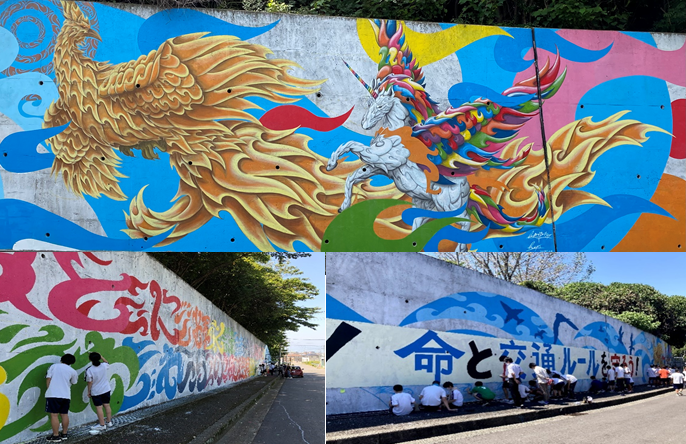 大阪府阪南市立貝掛中学校の生徒らが作成した壁画